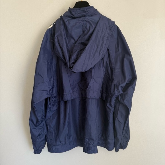 Vtg Y2K Adidas windbreaker 3 stripe sleeve oversized zip up jacket navy size XL - Picture 4 of 6